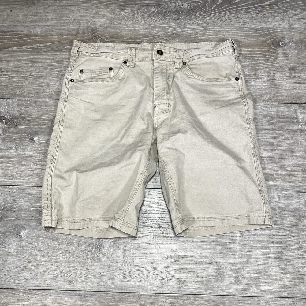 prAna Shorts Mens 32 Khaki Beige Casual Outdoor Hiking 5 Pocket Classic Summer